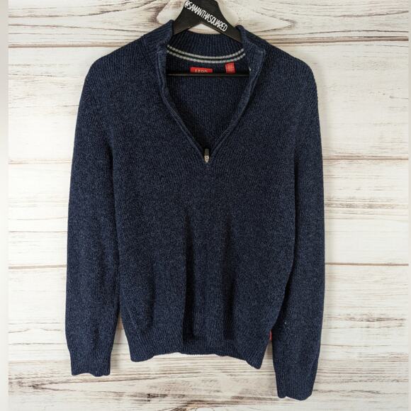 IZOD Marled Blue Half Zip Sweater sz Medium - Picture 1 of 4